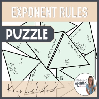 Preview of Simplify expressions using exponent rules triangle puzzle 