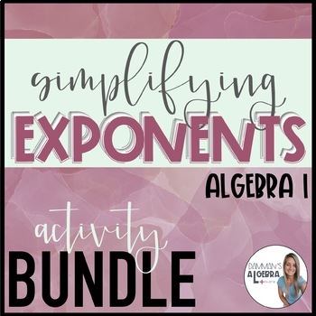 Preview of Simplify expressions using the law of exponents- Algebra 1 activities bundle