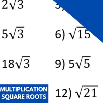 Preview of Simplify radicals | Multiplying Square Roots| with key answers