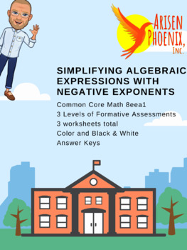 Preview of Simplifying Algebra Expressions with Negative Exponents 8.EE.A.1 Bundle