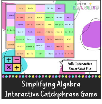 Preview of Simplifying Algebra - Interactive Catchphrase Game