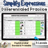 Simplifying Algebraic Expressions Activity Differentiated 