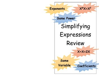 Preview of Simplifying Algebraic Expressions Book
