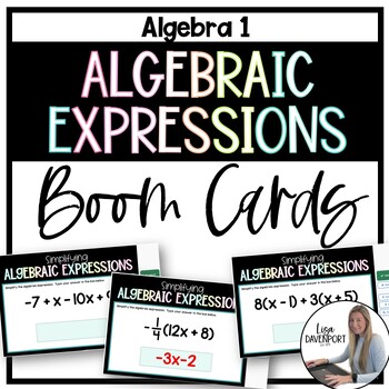 Preview of Simplifying Algebraic Expressions Boom Cards for Algebra 1