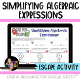 Simplifying Algebraic Expressions Digital Escape Activity