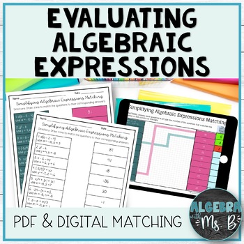 Preview of Simplifying Algebraic Expressions Digital and Print Activity