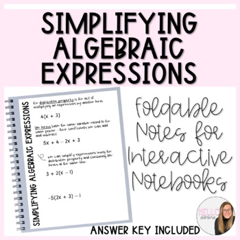 Preview of Simplifying Algebraic Expressions Foldable Notes for Interactive Notebooks