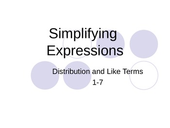Preview of Simplifying Algebraic Expressions Power Point