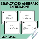 Simplifying Algebraic Expressions Task Cards Activity