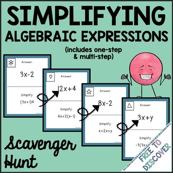 Preview of Simplifying Algebraic Expressions Scavenger Hunt Activity