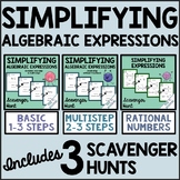 Simplifying Algebraic Expressions Scavenger Hunts Bundle