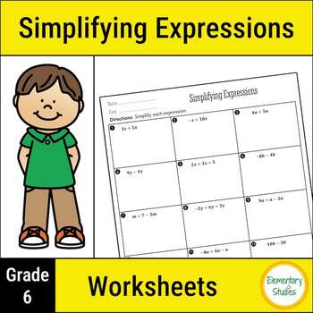 Preview of Simplifying Algebraic Expressions Worksheets