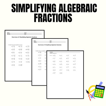 Preview of Simplifying Algebraic Fractions 182 Expressions with Key Answers No Prep