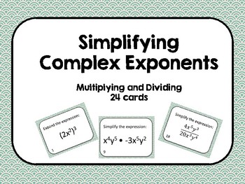 Preview of Simplifying Complex Exponents Task Cards