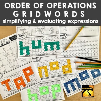 Preview of Order of Operations GridWords: Simplifying & Evaluating Expressions