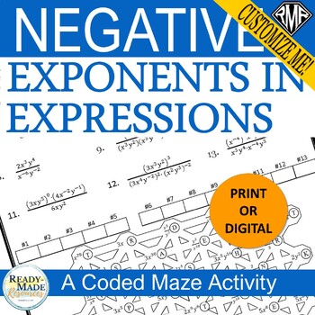 Preview of Properties of Exponents with Negative Exponents Mystery Activity + Digital