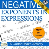 Properties of Exponents with Negative Exponents Mystery Ac