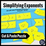 Simplifying Exponents Cut-Out Puzzle