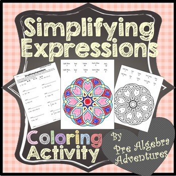 Preview of Simplifying Expressions Coloring Activity - Evaluating & Combining Like Terms