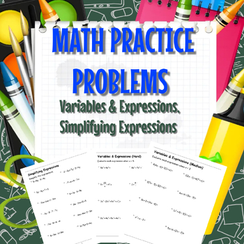 Preview of Simplifying Expressions (Combine Like Terms), Evaluating Expressions