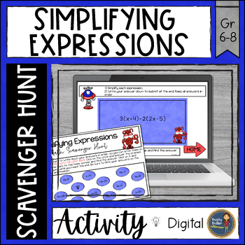 Preview of Simplifying Expressions Digital Math Scavenger Hunt - Digital Resource Activity