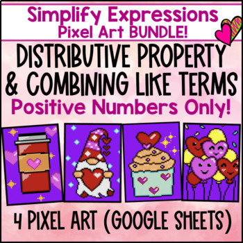 Preview of Simplifying Expressions Digital Pixel Art| Like Terms & Distributive Property