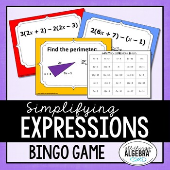 Preview of Simplifying Expressions (Distribute & Combine Like Terms) | Bingo Game