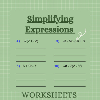 Preview of Simplifying Expressions | Distribute & Combine Like Terms | Math Practice