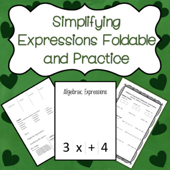 Preview of Simplifying Expressions Foldable & Distribution/Combining Like Terms Practice