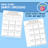 Simplifying Expressions Gallery Walk