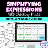 Simplifying Expressions Maze - Digital Activity & Worksheet