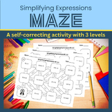 Simplifying Expressions Practice- Includes 3 Mazes