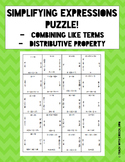Simplifying Expressions Puzzle - Distributive Property and