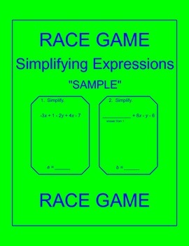 Preview of Simplifying Expressions - RELAY RACE Sample (1 page)