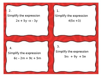 Preview of Simplifying Expressions Task Cards