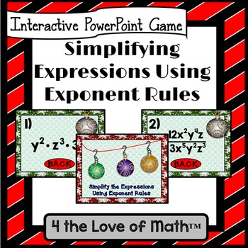 Preview of Free Simplifying Expressions Using Exponent Rules: PowerPoint Activity