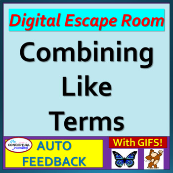 Preview of Simplifying Expressions by Combining Like Terms | ESCAPE ROOM Review Activity