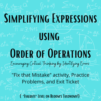 Preview of Simplifying Expressions using Order of Operations Lesson Activity