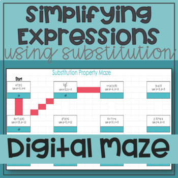Preview of Simplifying Expressions using Substitution Digital Self-Checking Maze
