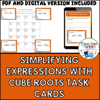 Preview of Simplifying Expressions with Cube Roots Task Cards