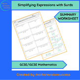 Simplifying Expressions with Surds - Summary Worksheet - G