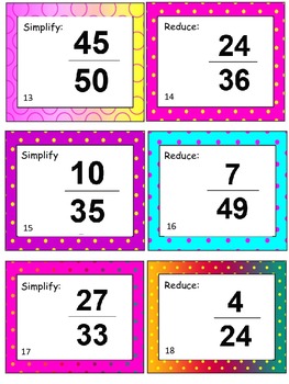 Preview of Simplifying Fraction Task Cards