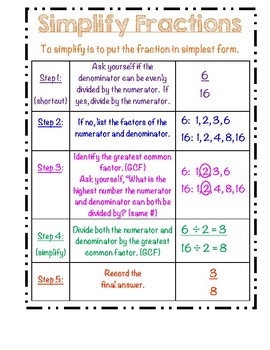 Preview of Simplifying Fractions