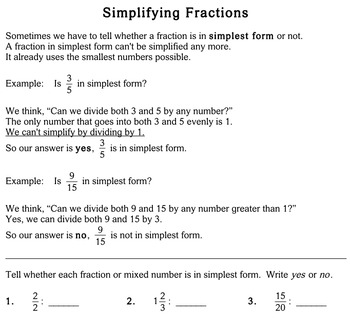 simplifying fractions 5th grade individualized math worksheets