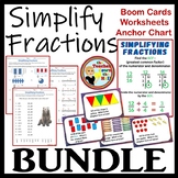 Simplifying Fractions Bundle I Boom Cards, Worksheets w/ R