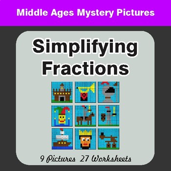 Simplifying Fractions - Color By Number Math Mystery Pictures