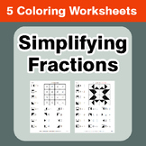 Simplifying Fractions - Coloring Worksheets
