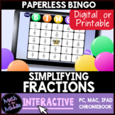 Simplifying Fractions Digital Bingo Game - Paperless Math 