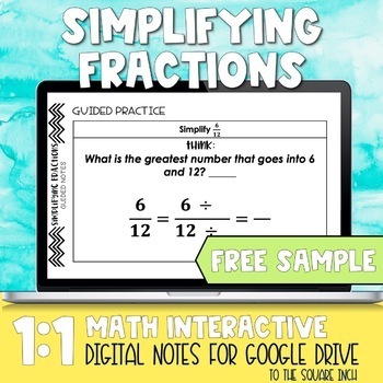 Preview of Simplifying Fractions Digital Notes