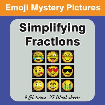 Simplifying Fractions EMOJI Math Mystery Pictures